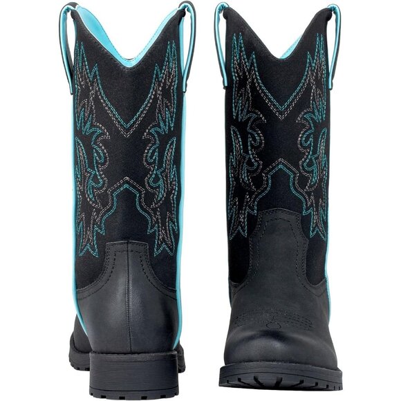 SheSole Women Black Western Cowboy Slip Resistant Cowgirl Work Boots - Picture 2 of 9